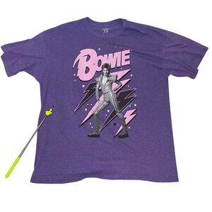 David Bowie Ziggy Stardust Graphic Band T-Shirt Purple XL 2022 Rock Music Tee